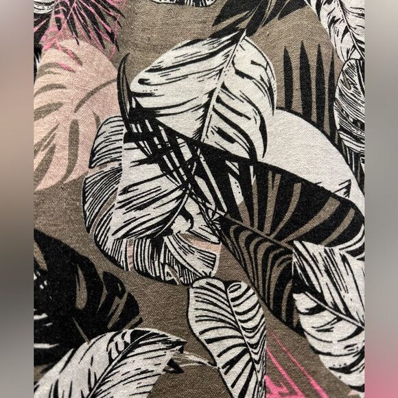 Per se LINEN dress/tunic/sheath black/white/pink Tropical Print Linen size M - Picture 3 of 5